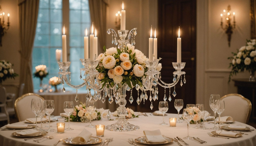 Eleganza e raffinatezza con candelabro cristallo per centrotavola matrimonio